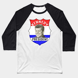 President John F. Kennedy Campaign Badge Vintage JFK Baseball T-Shirt